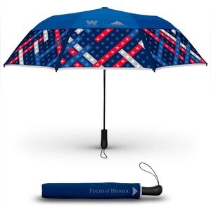 NWT Weatherman Folds Of Honor 40’’ Collapsible Umbrella Heave Duty & Compass